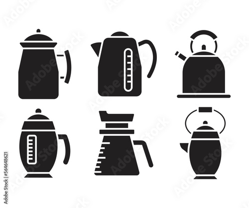 kettle and teapot icons set illustration