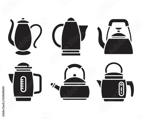 kettle and teapot icons set illustration