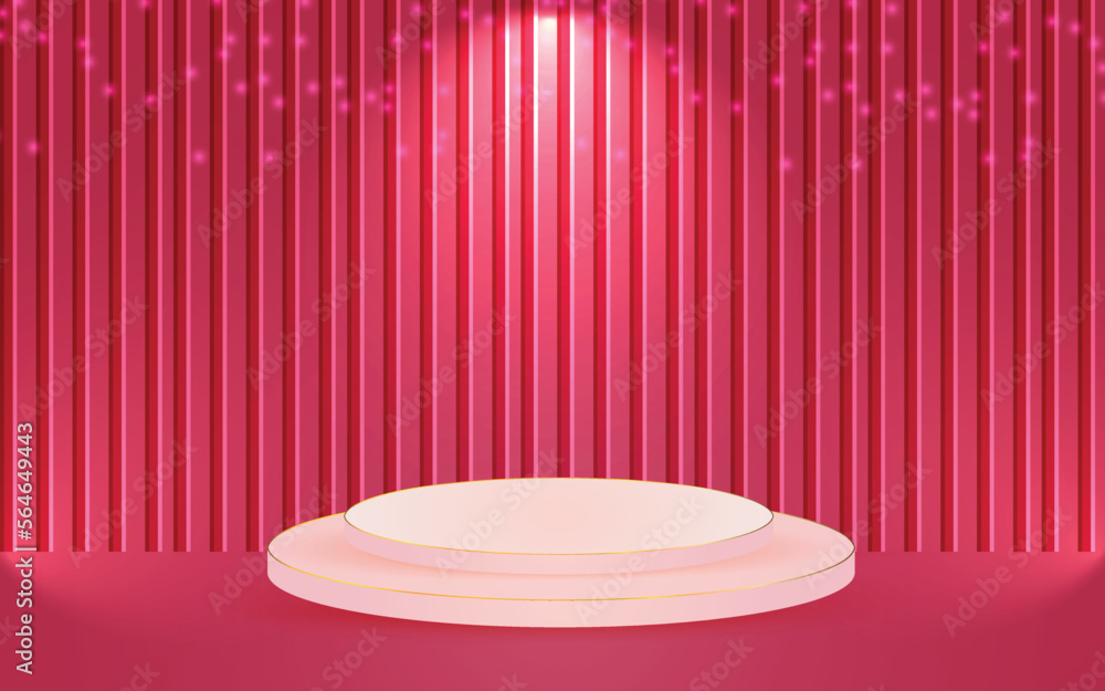 Abstract scene background. Cylinder podium on pink background. Product presentation, mock up, show cosmetic product, Podium, stage pedestal or platform. Vector illustration Abstract scene background. Cylinder podium on pink background. Product presentation, mock up, show cosmetic product, Podium, stage pedestal or platform. Vector illustration