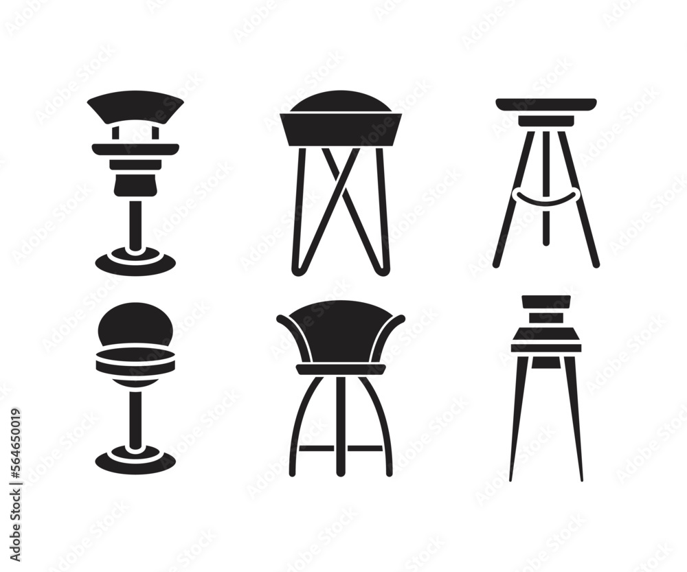 bar stool and chair icons set illustration bar stool and chair icons set illustration