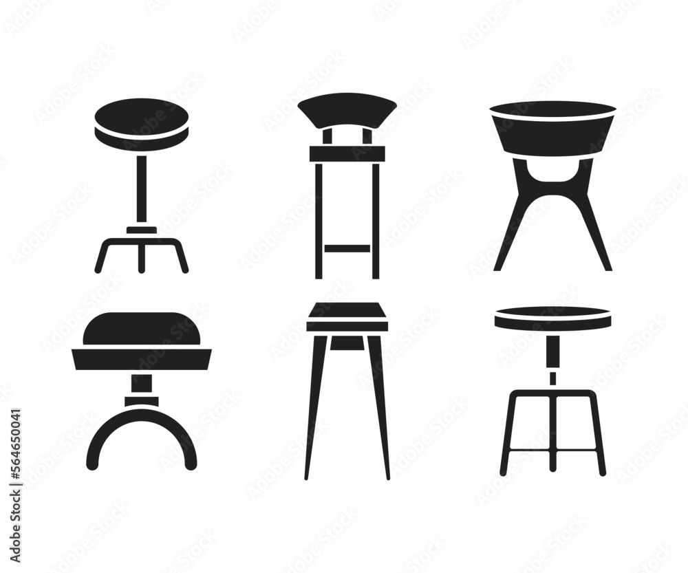 bar stool and chair icons set illustration bar stool and chair icons set illustration