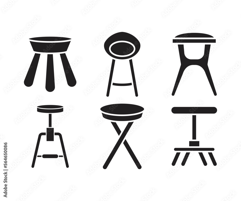bar stool and chair icons set illustration bar stool and chair icons set illustration