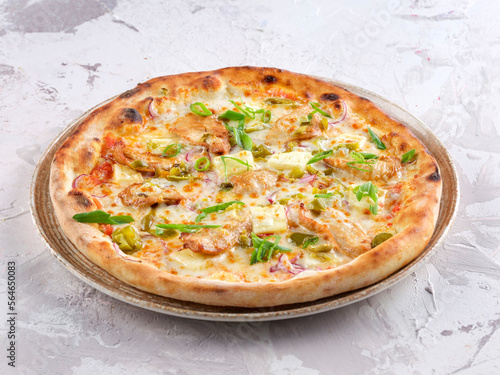 Fresh Homemade Italian Pizza Margherita with Buffalo Mozzarella and Basil
