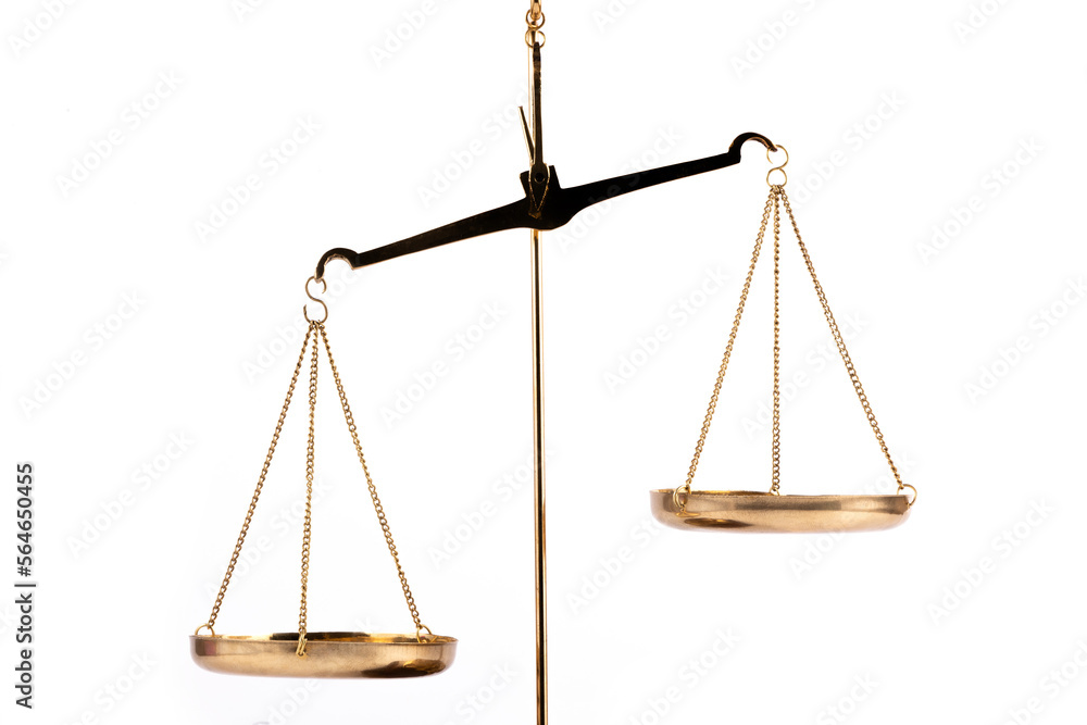Gilded scales with two hanging bowls Gilded scales with two hanging bowls