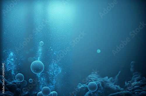 Blue background under water bubbles