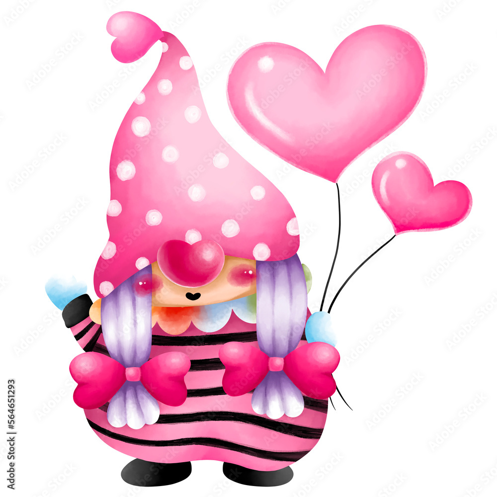 Valentine with Gnomes or cartoon gnomes on a cute for sticker , t shirt , decoration, card Valentine with Gnomes or cartoon gnomes on a cute for sticker , t shirt , decoration, card
