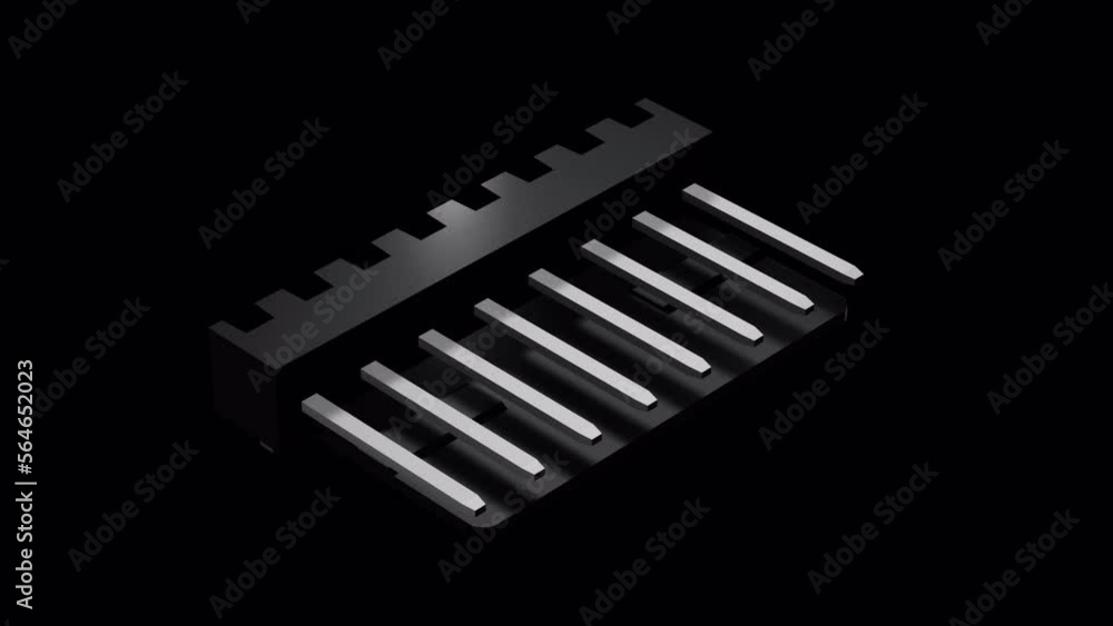 3d object rendering of 8-pin pcb male connector alpha loop 3d object rendering of 8-pin pcb male connector alpha loop