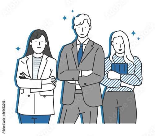 Illustration of the stately and joyful appearance of a beginner in society and the attitude of the company's workplace.