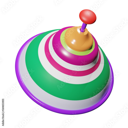 3D rendering of isometric bright children toy whirligig. Toys, entertainment and educational games for preschool children. Realistic PNG illustration isolated on transparent background