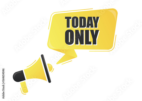 Megaphone today only with on yellow background. Megaphone banner. Web design. © vadymstock