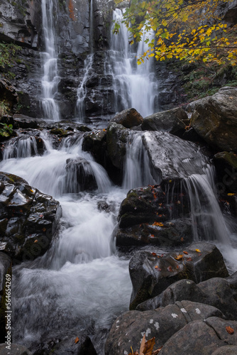 Fototapeta Naklejka Na Ścianę i Meble -  Long exposure of a waterfall in the forest in autum