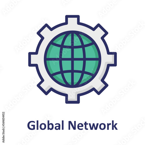 Cogwheel, global coverage Vector Icon which can easily modify or edit

