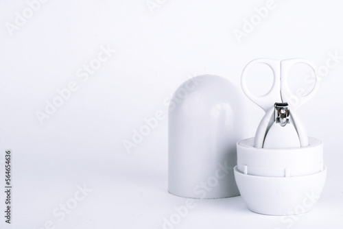 baby tools for cutting nails on white background