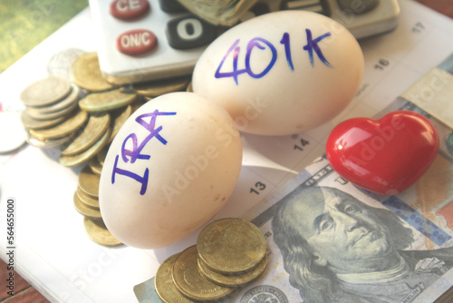 Fotografie Roth ira and 401k plan concept.