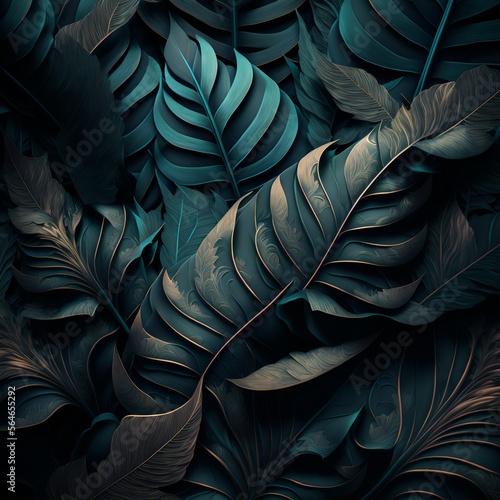 Luxury leaf texture. Closeup view of fantasy leaves.