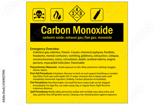 Carbon Monoxide safety sign and labels