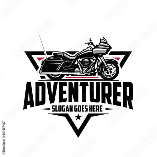 Adventure american motor bike emblem logo vector art isolated. Biker logo vector