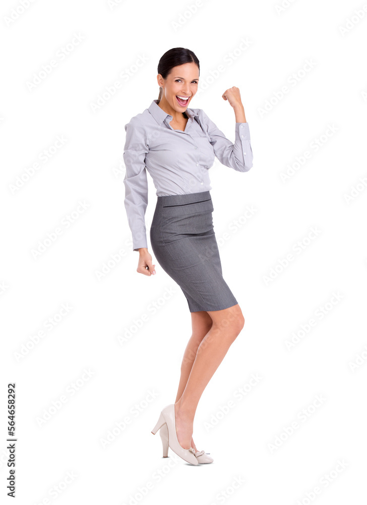 A cheerful young businesswoman isolated on a PNG background. A cheerful young businesswoman isolated on a PNG background.