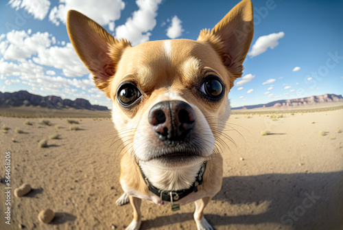 Chihuahua Dog Taking a Selfie, Wide Angle - illustration - Generative AI © Florian
