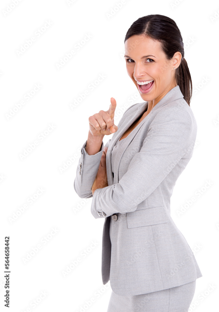 An attractive businesswoman in business attire smiling and pointing at the camera isolated on a PNG background. An attractive businesswoman in business attire smiling and pointing at the camera isolated on a PNG background.