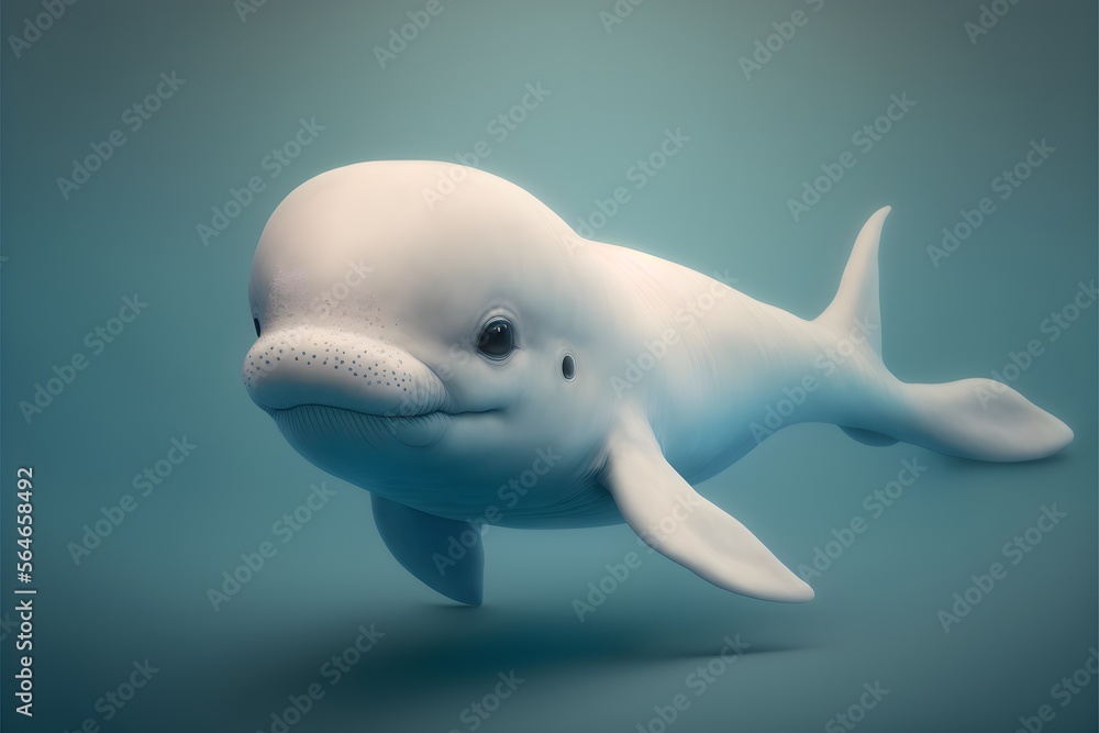 Cute beluga whale puppy, white whale. Generative AI. Cute beluga whale puppy, white whale. Generative AI.