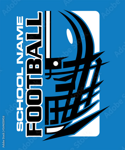 football team design with half helmet and facemask for school, college or league	 photo