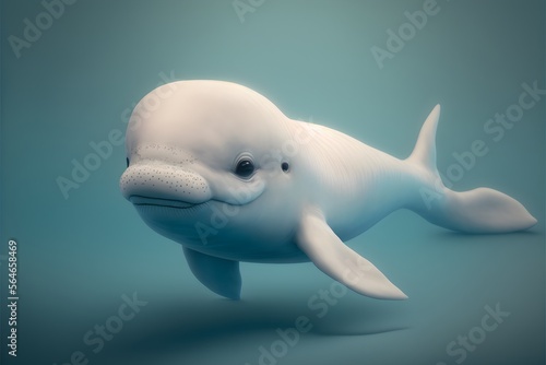 Fotografiet Cute beluga whale puppy, white whale. Generative AI.