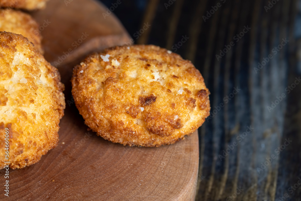 Delicious cookies with coconut on the table Delicious cookies with coconut on the table