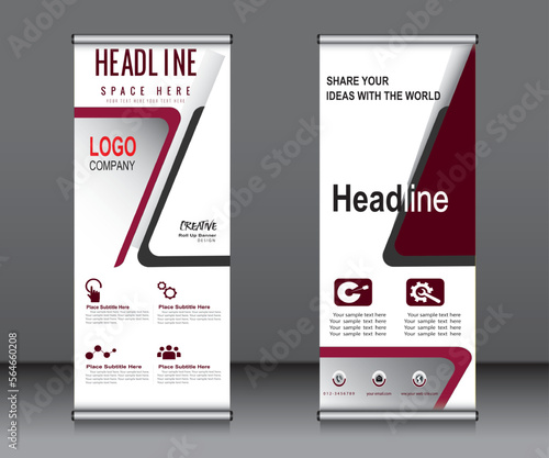 Roll up banner template design,banner layout, advertisement, pull up, polygon background.