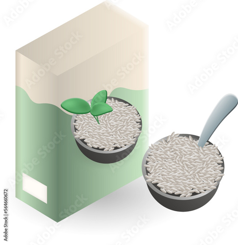 Rice icon. 3d illustration from food market collection. Creative Rice 3d icon for web design, templates, infographics and more