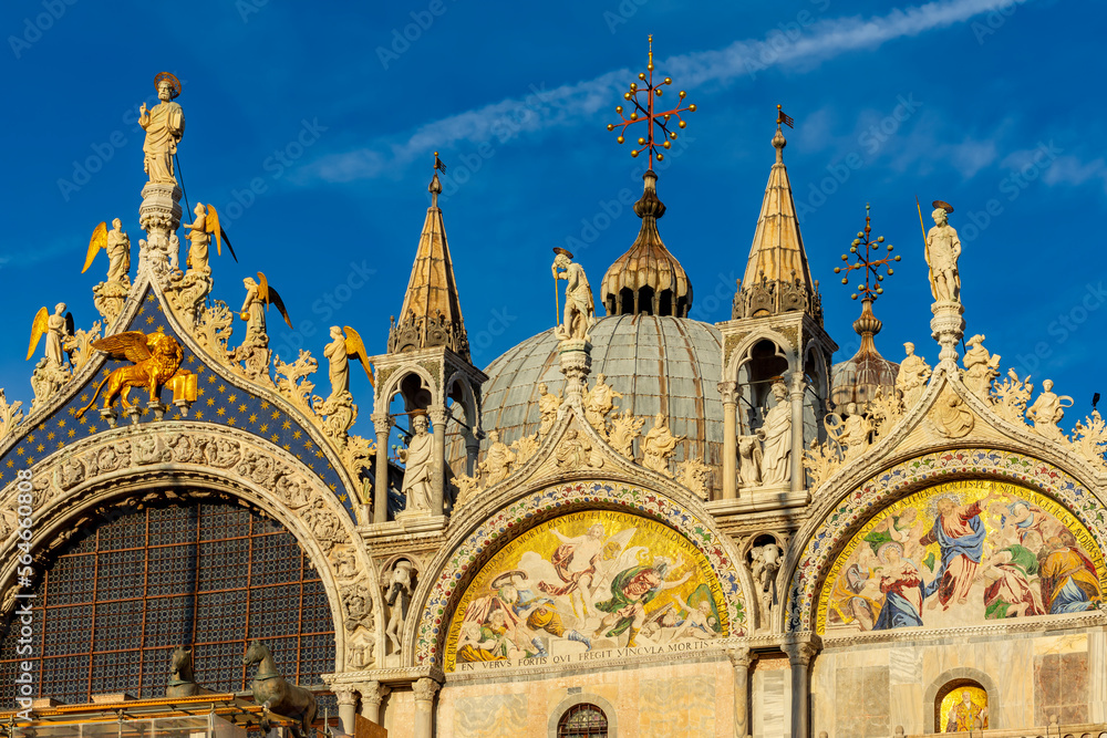 Saint Mark's basilica (Basilica di San Marco) top in Venice, Italy