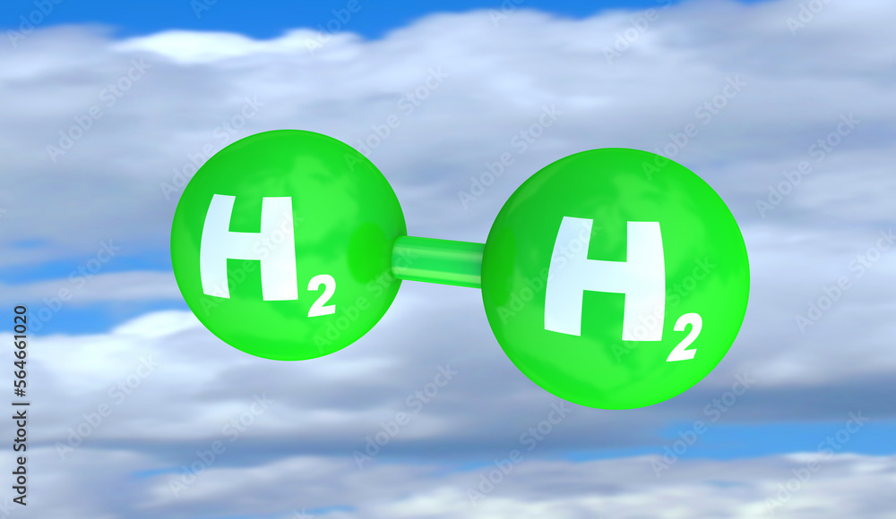 Green Hydrogen Molecule Atoms H2 Clean Energy Fuel Environment 3d ...