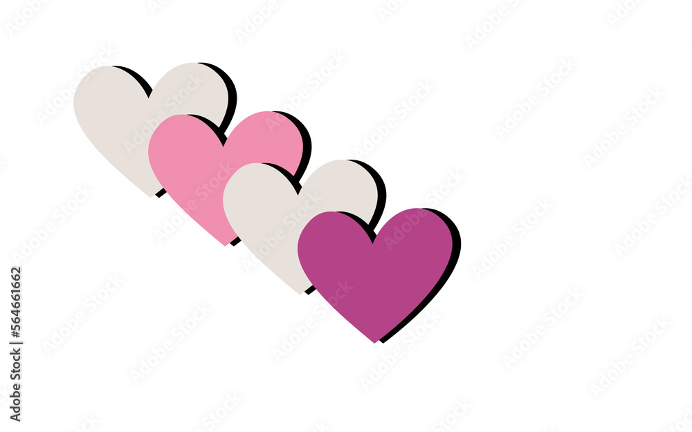 Valentine pink hearts with transparent background png