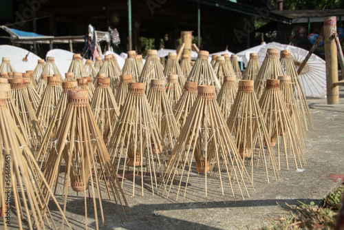 Preparing to make mulberry paper umbrellas at Bo Sang Village, Chiang Mai Province