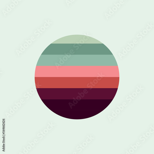 Vintage round sunset in the style of the 80s. Vector background. A design element.