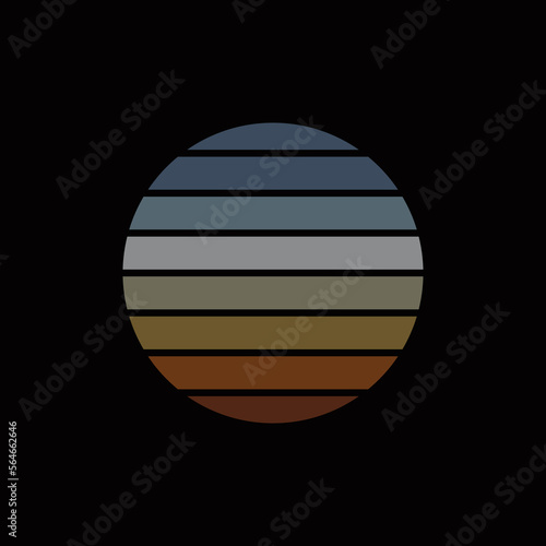 Original vector illustration of a retro sunset in the style of the 80s. A design element. © artmarsa