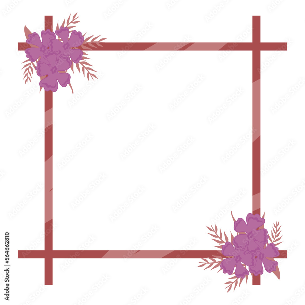 Obraz premium square frame with purple flower