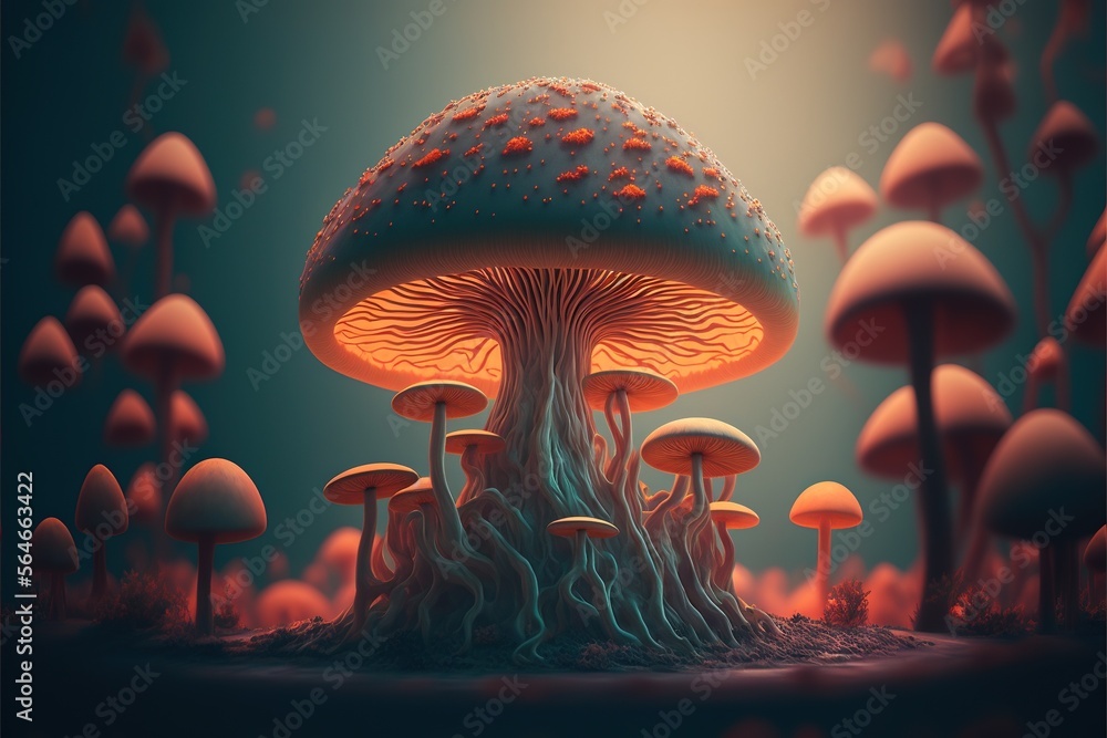 4K Mushroom Wallpaper, Beautiful Lighting Stock Illustration | Adobe Stock