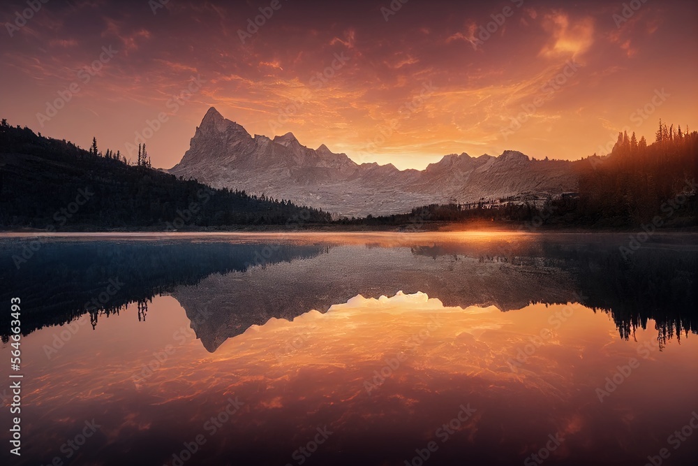 Fototapeta premium Sunset at the lake