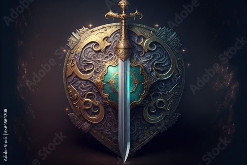 Sword and shield looking sturdy AI Generative