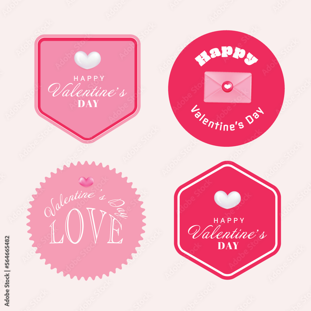 Set of Happy Valentine's label old fashion vintage style. Vintage banner illustration vector.