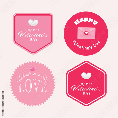Set of Happy Valentine's label old fashion vintage style. Vintage banner illustration vector.