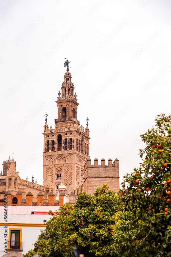 La Giralda is the bell tower of Seville Cathedral in Seville, Spain