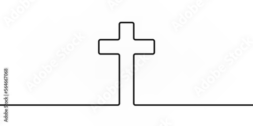 Religion cross single line illustration