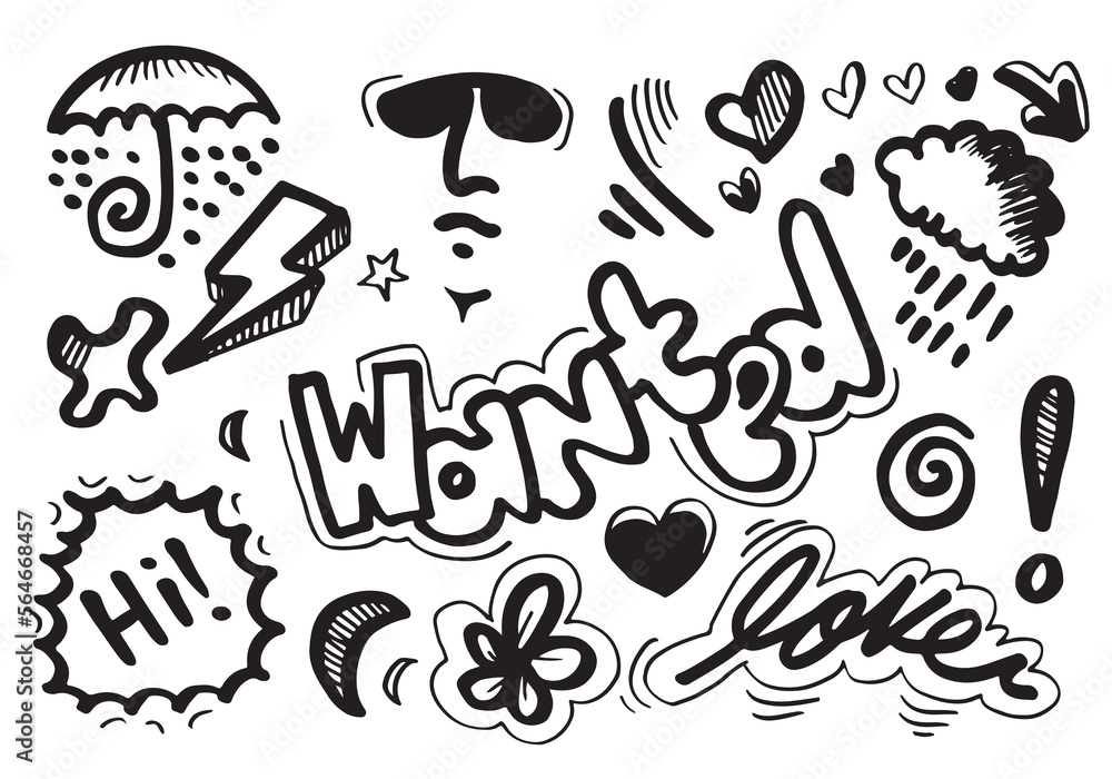 Vector illustration of Doodle cute for kid, Hand drawn set of cute doodles for decoration.vector illustration. Vector illustration of Doodle cute for kid, Hand drawn set of cute doodles for decoration.vector illustration.