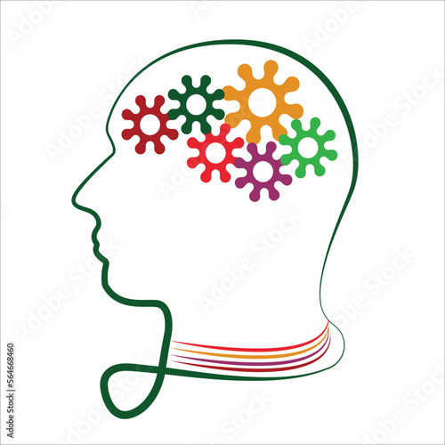 human head with brain gears