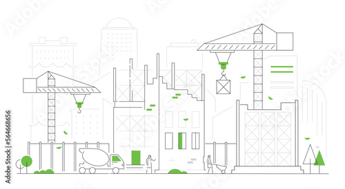 Construction site - thin line design style vector illustration