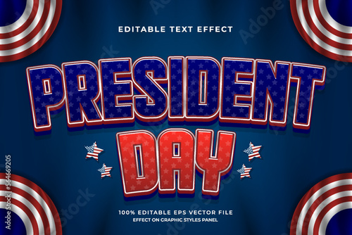 decorative president's day editable text effect vector