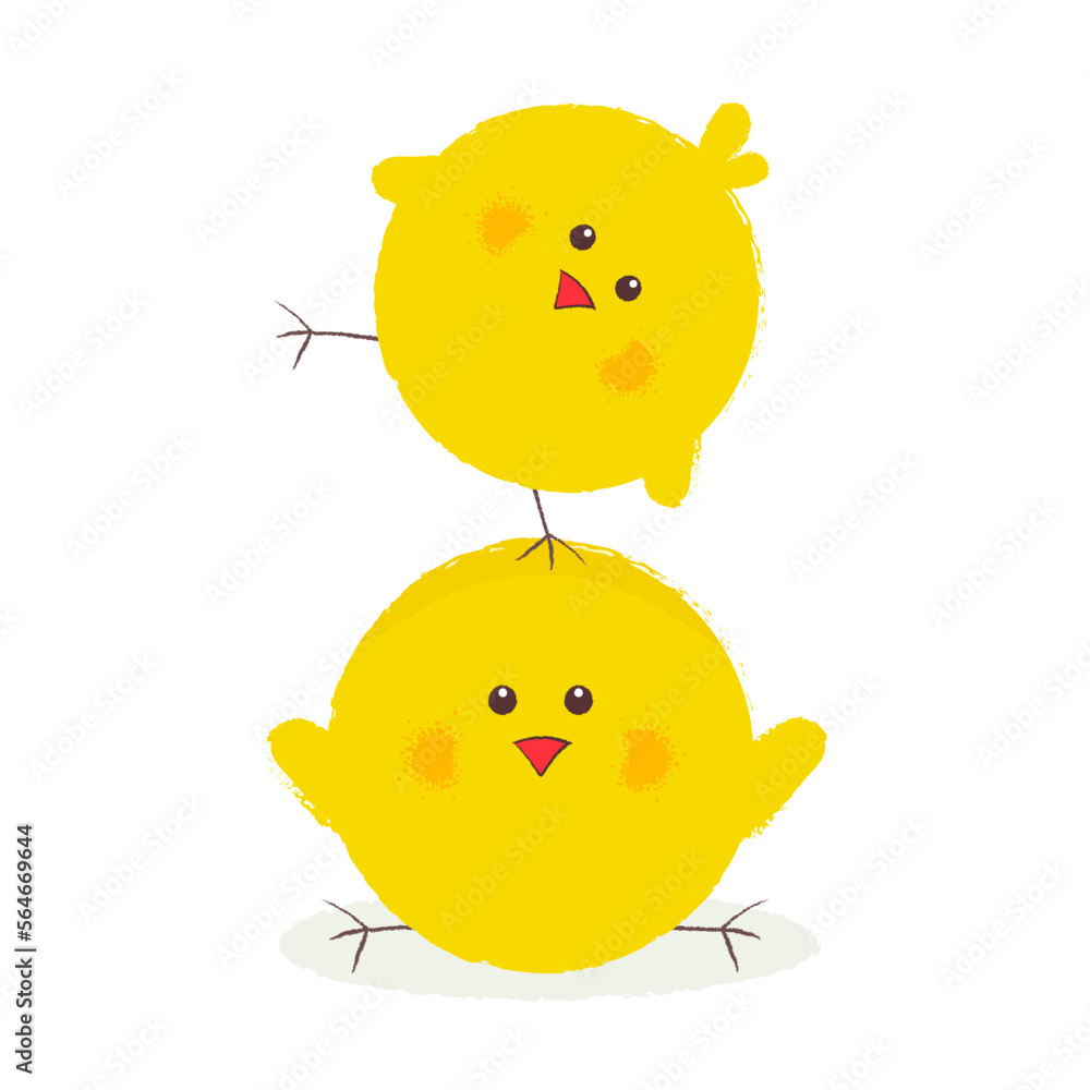 Cute yellow chicks on a white background Cute yellow chicks on a white background