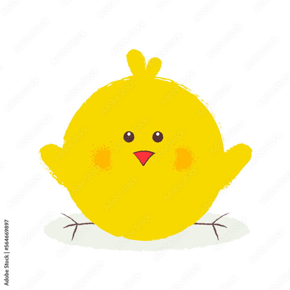 Cute yellow chicken sitting on a twine on a white background
Cute yellow chicken sitting on a twine on a white background